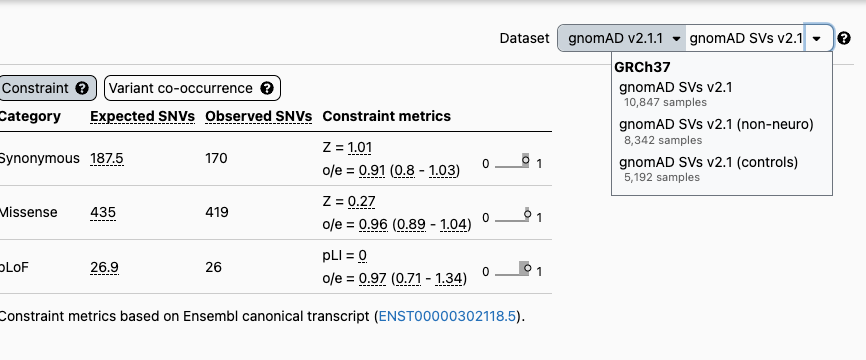 Genome Build Feature In Dataset Selection Dropdown For SVs