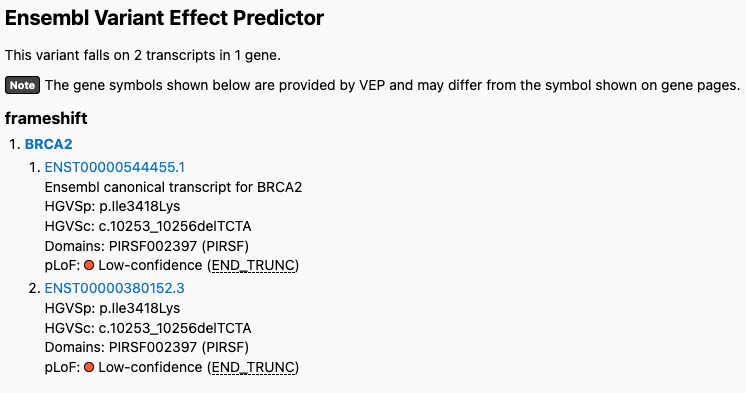 Screenshot of 13-32972900-ATATC-A Ensembl VEP consequences in gnomAD v2